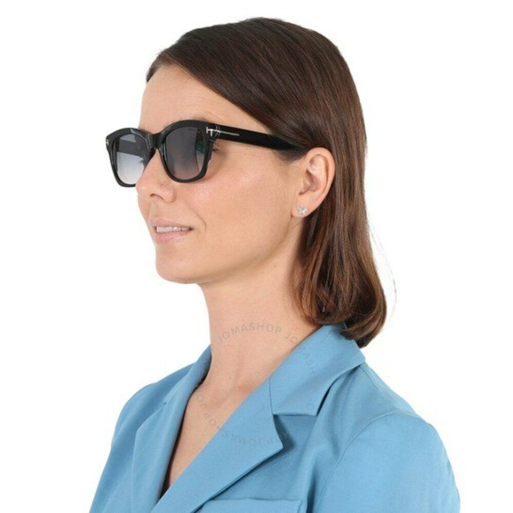 Tom Ford Women Sunglasses Black Gradient Smoke Silver Square LAUREN FT0614/S 01C